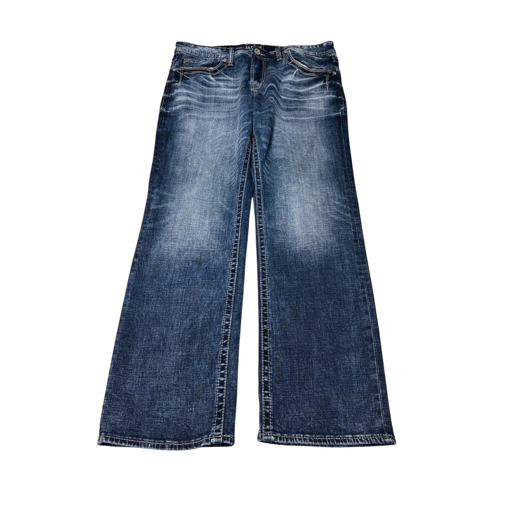 Salvage Anarchy Relaxed Straight Jeans Buckle Exclusive Dark Wash Mens 38x32